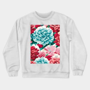 Red Pink Blue Carnation Abstract Artwork Crewneck Sweatshirt